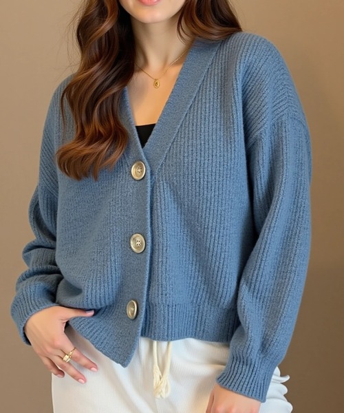 cammie(キャミー)の「ビッグボタンニットカーディガン(カーディガン/ボレロ・レディース・アイボリー/キャメル・M/L)」の8枚目の写真