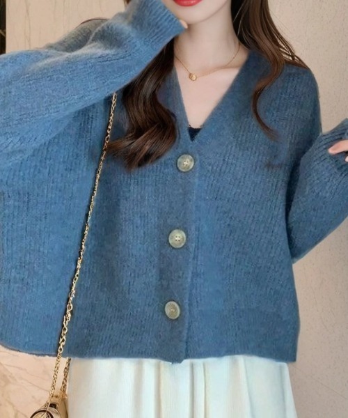 cammie(キャミー)の「ビッグボタンニットカーディガン(カーディガン/ボレロ・レディース・アイボリー/キャメル・M/L)」の10枚目の写真