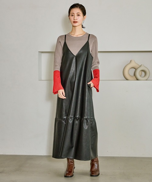 LAKOLE（ラコレ）の「アソートVネックキャミワンピース/604906（ワンピース・レディース・ダークブラウン/その他9・FREE）」の3枚目の写真