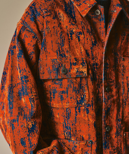 417 EDIFICE（フォーワンセブンエディフィス）の「ベロアデニム カバーオール（カバーオール・メンズ・ブラック/レッド・MEDIUM/LARGE）」の6枚目の写真