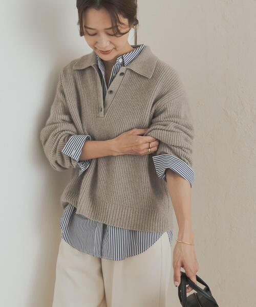 セール】FOX混衿付き畦ニット（ニット/セーター）｜URBAN RESEARCH