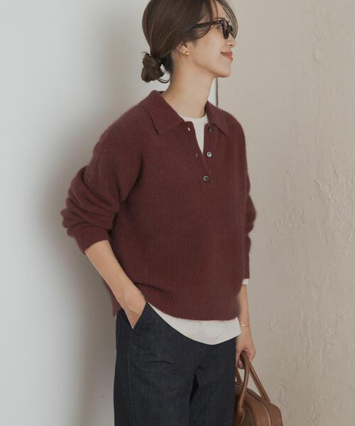 URBAN RESEARCH DOORS(アーバンリサーチドアーズ)の「FOX混衿付き畦ニット(ニット/セーター・レディース・ベージュ/ボルドー/グレー・FREE)」の12枚目の写真
