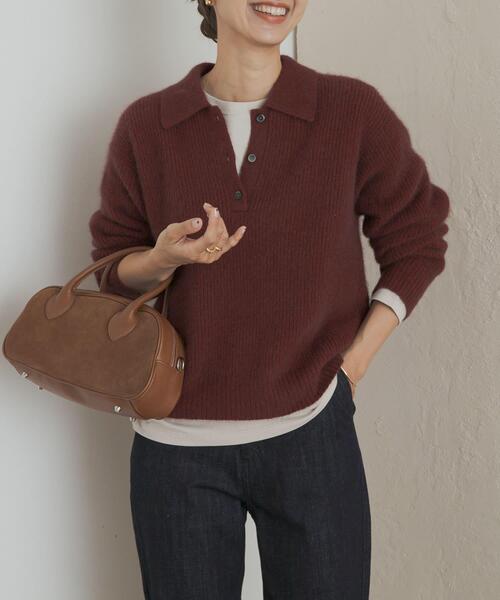 URBAN RESEARCH DOORS(アーバンリサーチドアーズ)の「FOX混衿付き畦ニット(ニット/セーター・レディース・ベージュ/ボルドー/グレー・FREE)」の13枚目の写真