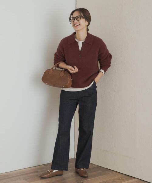 URBAN RESEARCH DOORS(アーバンリサーチドアーズ)の「FOX混衿付き畦ニット(ニット/セーター・レディース・ベージュ/ボルドー/グレー・FREE)」の14枚目の写真