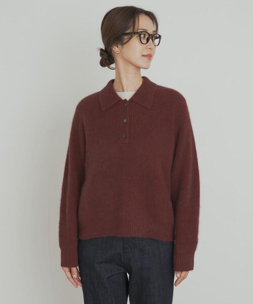 URBAN RESEARCH DOORS(アーバンリサーチドアーズ)の「FOX混衿付き畦ニット(ニット/セーター・レディース・ベージュ/ボルドー/グレー・FREE)」の15枚目の写真