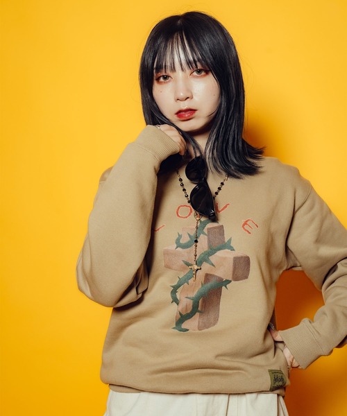 Subciety（サブサエティ）の「【WOMEN】Thorn cross sweat shirt（スウェット・レディース・グレー/ストーン/ブラック・FREE）」の3枚目の写真