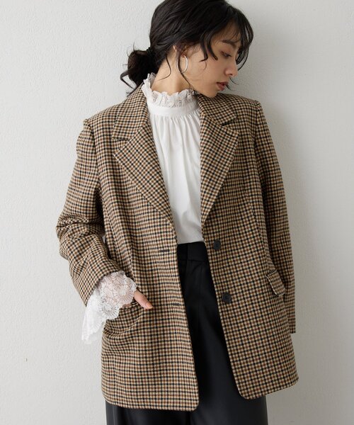 Whim Gazette(ウィムガゼット)の「ウールシングルジャケット(テーラードジャケット・レディース・グレー/ブラウン・FREE)」の18枚目の写真