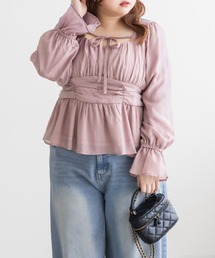 CLETTE（クレット）の「CLETTEオリジナルデコルテリボンギャザーブラウス（シャツ/ブラウス）」