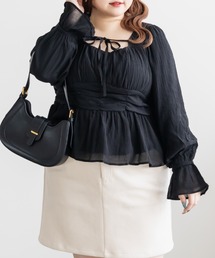 CLETTE（クレット）の「CLETTEオリジナルデコルテリボンギャザーブラウス（シャツ/ブラウス）」