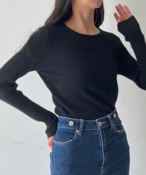 ｔｏｌｅｎｅ（トレネ）の「カットアウト バックリボンデザイン リブニットトップス（ニット/セーター・レディース・ブラック/オフホワイト・FREE）」の22枚目の写真