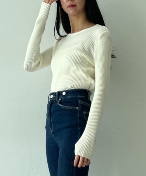ｔｏｌｅｎｅ（トレネ）の「カットアウト バックリボンデザイン リブニットトップス（ニット/セーター・レディース・ブラック/オフホワイト・FREE）」の9枚目の写真