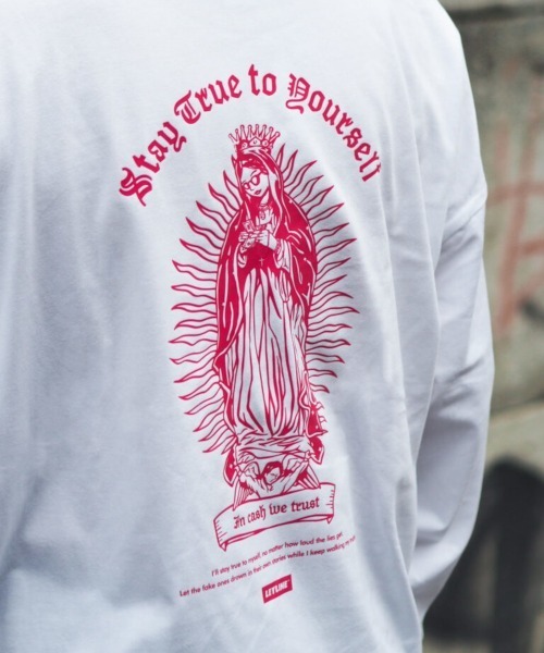 Leyline（レイライン）の「【Leyline】Urban Maria l/s tee（Tシャツ/カットソー・メンズ・ホワイト×ブルー/ホワイト×レッド/ブラック×ホワイト・LARGE/MEDIUM/X-LARGE）」の7枚目の写真