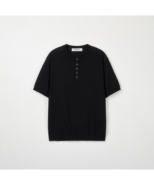 NODU（ノードユー）の「プレーンヘンリーネック半袖ニット[黒]（ニット/セーター・メンズ・その他・MEDIUM/LARGE）」の7枚目の写真