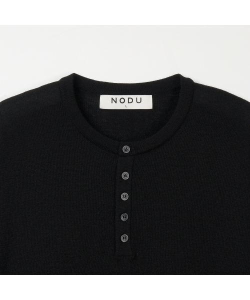 NODU（ノードユー）の「プレーンヘンリーネック半袖ニット[黒]（ニット/セーター・メンズ・その他・MEDIUM/LARGE）」の9枚目の写真