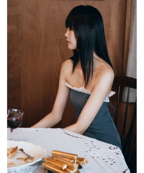 BEAMS SALON（ビームスサロン）の「BEAMS SALON / レース コルセット ドレス ビームスサロン ［手洗い可］（ワンピース・レディース・ブラック/グレー・36/38）」の4枚目の写真