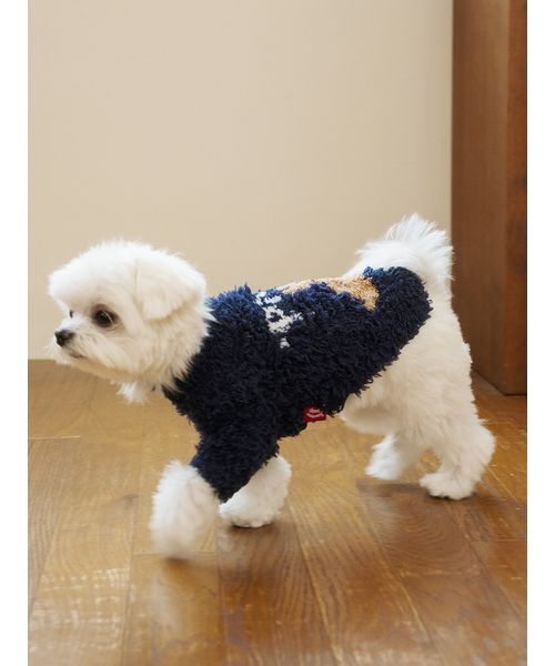 gelato pique（ジェラートピケ）の「【HOLIDAY】【CAT&DOG】ジェラートスノーベアジャガードプルオーバー（ペットウェア・レディース・アイボリー/ネイビー・L/M/S）」の10枚目の写真