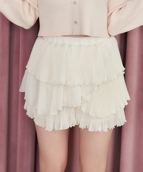 one after another NICE CLAUP（ワンアフターアナザーナイスクラップ）の「【HolidayCollection】イレヘム細プリーツミニスカート（スカート・レディース・ライトグレー/アイボリー/ブラック・FREE）」の2枚目の写真
