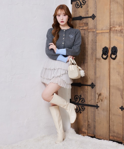 one after another NICE CLAUP（ワンアフターアナザーナイスクラップ）の「【HolidayCollection】イレヘム細プリーツミニスカート（スカート・レディース・ライトグレー/アイボリー/ブラック・FREE）」の4枚目の写真