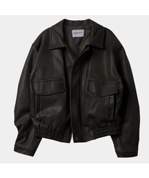 PLACE STUDIO（プレイススタジオ）の「ウェーブヴィンテージシンプルカラーレザージャケットジャンパー[ディープブラウン]（ライダースジャケット）」