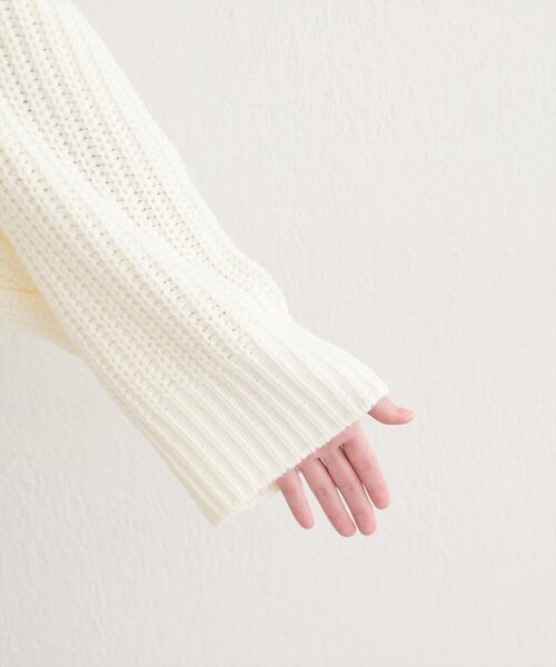 natural couture（ナチュラルクチュール）の「ざっくり編みカーディガン（カーディガン/ボレロ・レディース・イエロー/オフホワイト/グレイッシュベージュ・FREE）」の14枚目の写真