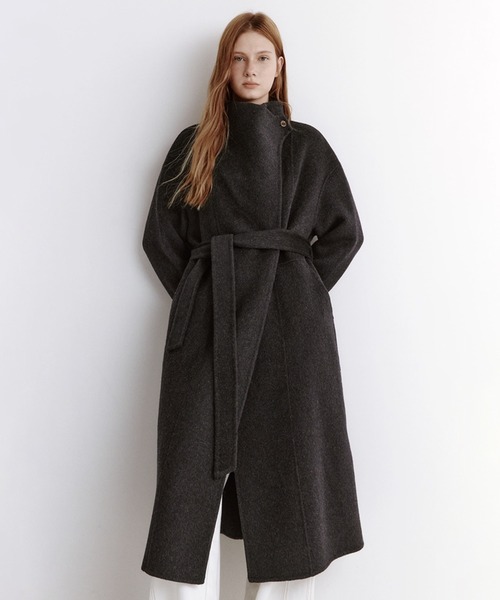 ウエストベルト付き ウール チェスターロングコート FD25W028【Fano