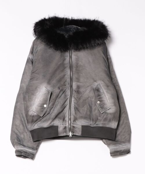 Revo.（レボ）の「【ファーが取り外し可能な2WAY仕様】ヴィンテージ加工 ヘビーナイロンツイル ボンバージャケット 薄中綿入り［UNISEX］（ブルゾン・メンズ・ブラック/カーキ/グレー・M/L）」の7枚目の写真