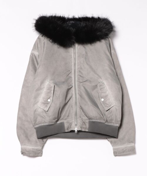 Revo.（レボ）の「【ファーが取り外し可能な2WAY仕様】ヴィンテージ加工 ヘビーナイロンツイル ボンバージャケット 薄中綿入り［UNISEX］（ブルゾン・メンズ・ブラック/カーキ/グレー・M/L）」の9枚目の写真