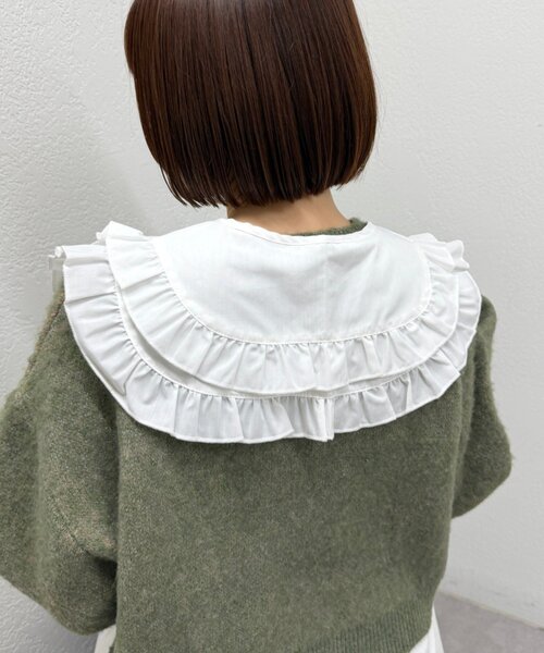 w closet（ダブルクローゼット）の「フリルBIGつけ襟（付け襟・レディース・オフホワイト/ブラック・FREE）」の4枚目の写真