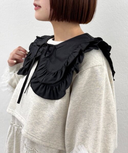 w closet（ダブルクローゼット）の「フリルBIGつけ襟（付け襟・レディース・オフホワイト/ブラック・FREE）」の17枚目の写真