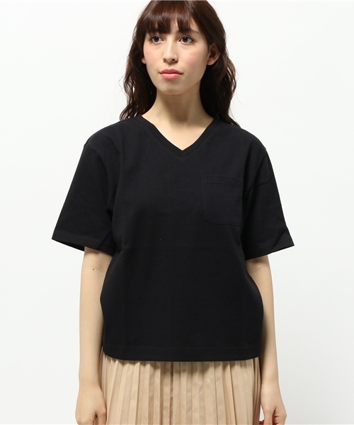 OUTLET（アウトレット）の「【Discoat Petit】16/-ポケ付VネックT（Tシャツ/カットソー・レディース・杢グレー/ブラック・FREE）」の6枚目の写真