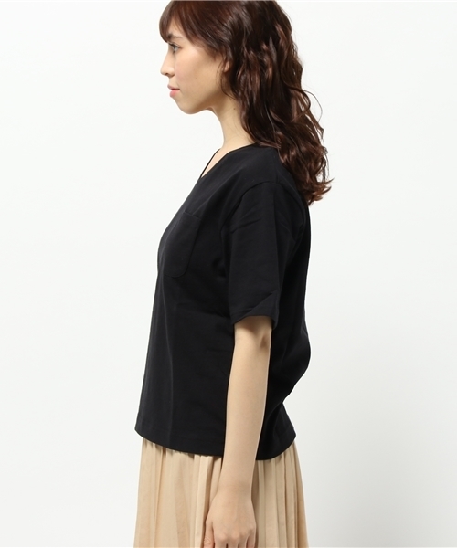 OUTLET（アウトレット）の「【Discoat Petit】16/-ポケ付VネックT（Tシャツ/カットソー・レディース・杢グレー/ブラック・FREE）」の7枚目の写真