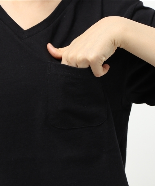 OUTLET（アウトレット）の「【Discoat Petit】16/-ポケ付VネックT（Tシャツ/カットソー・レディース・杢グレー/ブラック・FREE）」の3枚目の写真