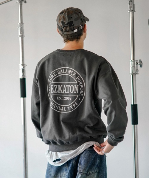 NO NEED（ノーニード）の「【EZKATON】Balance Code Heavy Cotton Sweatshirts/JUMT6900（スウェット・メンズ・グレー/ダークグレー/ネイビー/バーガンディー・M/L/LL/3L）」の3枚目の写真