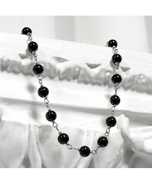 BLESSED BULLET（ブレスドブレッド）の「ビーズチェーンネックレス-8mmブラック+シルバー（ネックレス）」