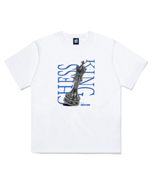 ブルーチェスキングロゴプリント半袖Tシャツホワイト