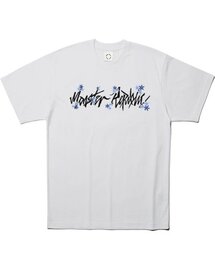 ムーブメント ベーシック フラワーブラックTシャツ ホワイト