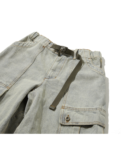 PENFIELD（ペンフィールド）の「ベルト付きガセットファティーグポケットバミューダパンツライトインディゴ_FR2WP01U（その他パンツ・メンズ・スカイブルー・SMALL/MEDIUM/LARGE/X-LARGE）」の4枚目の写真
