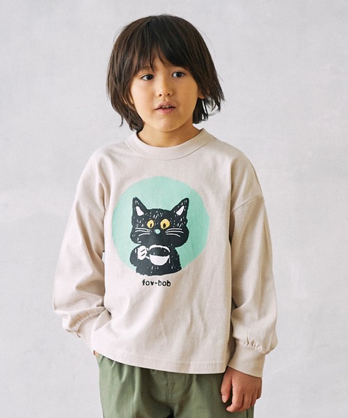 FOV（フォブ）の「フォブ F/B CAT L/S Tシャツ（Tシャツ/カットソー・キッズ・チャコールグレー/ベージュ系その他・100cm/110cm/120cm/130cm）」の2枚目の写真