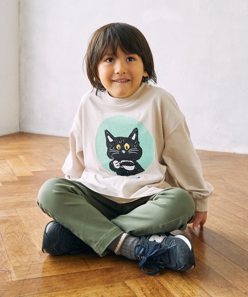 FOV(フォブ)の「フォブ F/B CAT L/S Tシャツ(Tシャツ/カットソー・キッズ・チャコールグレー/ベージュ系その他/ホワイト・100cm/110cm/120cm/130cm/90cm)」の11枚目の写真