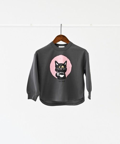 FOV(フォブ)の「フォブ F/B CAT L/S Tシャツ(Tシャツ/カットソー・キッズ・チャコールグレー/ベージュ系その他/ホワイト・100cm/110cm/120cm/130cm/90cm)」の4枚目の写真