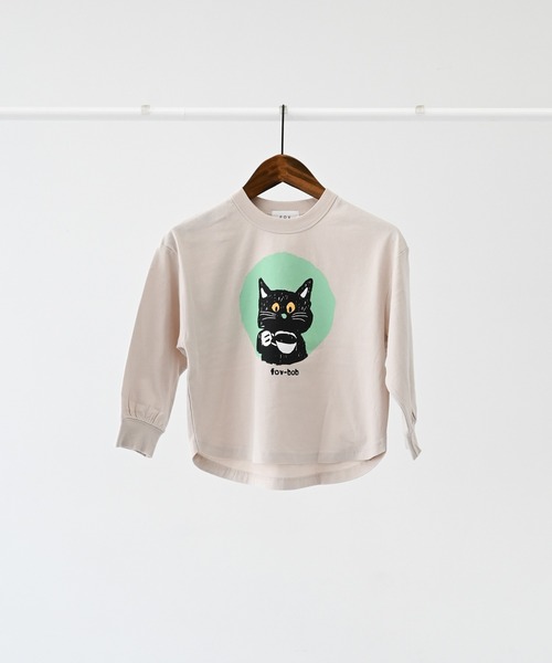 FOV(フォブ)の「フォブ F/B CAT L/S Tシャツ(Tシャツ/カットソー・キッズ・チャコールグレー/ベージュ系その他/ホワイト・100cm/110cm/120cm/130cm/90cm)」の5枚目の写真