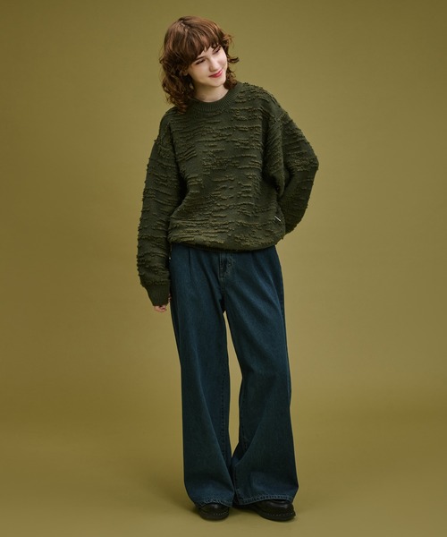WETTEMPT(ウィテンプト)の「LOOPED JACQUARD TEXTURE KNIT / ループドジャカードテクスチャーニット(ニット/セーター・メンズ・カーキ/レッド・SMALL/MEDIUM/LARGE)」の18枚目の写真