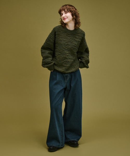 WETTEMPT(ウィテンプト)の「LOOPED JACQUARD TEXTURE KNIT / ループドジャカードテクスチャーニット(ニット/セーター・メンズ・カーキ/レッド・SMALL/MEDIUM/LARGE)」の19枚目の写真