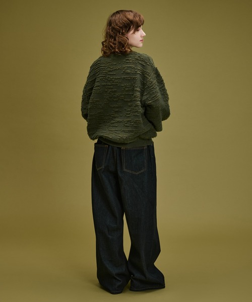 WETTEMPT(ウィテンプト)の「LOOPED JACQUARD TEXTURE KNIT / ループドジャカードテクスチャーニット(ニット/セーター・メンズ・カーキ/レッド・SMALL/MEDIUM/LARGE)」の15枚目の写真