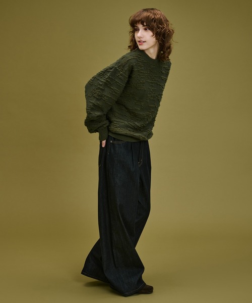 WETTEMPT(ウィテンプト)の「LOOPED JACQUARD TEXTURE KNIT / ループドジャカードテクスチャーニット(ニット/セーター・メンズ・カーキ/レッド・SMALL/MEDIUM/LARGE)」の16枚目の写真