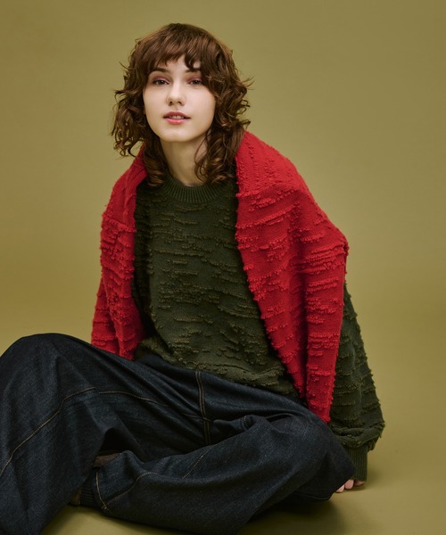 WETTEMPT(ウィテンプト)の「LOOPED JACQUARD TEXTURE KNIT / ループドジャカードテクスチャーニット(ニット/セーター・メンズ・カーキ/レッド・SMALL/MEDIUM/LARGE)」の22枚目の写真