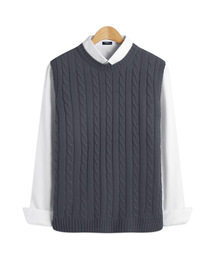 TOPBOY（トップボーイ）の「レギュラーフィット ねじりラウンドニットベスト チャコール（ベスト）」