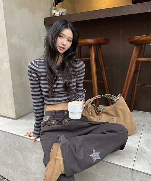 OURSAYSOUR(アワーセイアワー)の「スターチェック配色スタッズカーゴパンツブラウン(その他パンツ・レディース・ダークブラウン・MEDIUM/LARGE)」の18枚目の写真