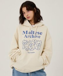 WaiKei | マルチーズアーカイブライングラフィックフードパーカーアイボリー(パーカー)