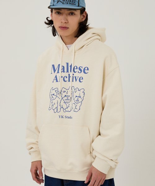 WaiKei（ワイケイ）の「マルチーズアーカイブライングラフィックフードパーカーアイボリー（パーカー・レディース・その他・2/1）」の3枚目の写真